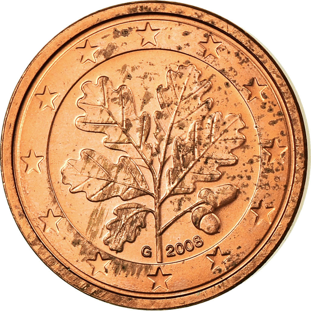République fédérale allemande, Euro Cent, 2008, FDC, Copper Plated Steel