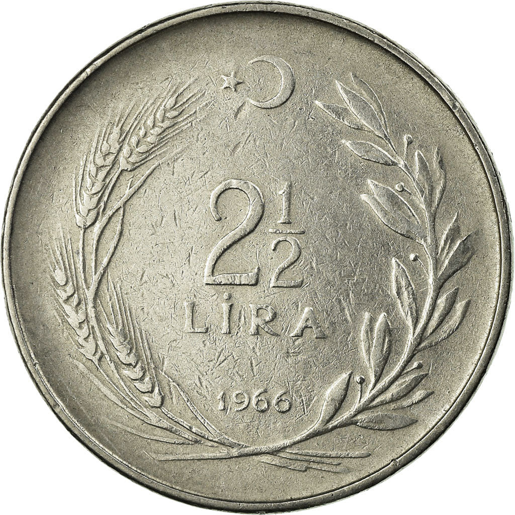 Münze, Türkei, 2-1/2 Lira, 1966, SS, Stainless Steel, KM:893.1