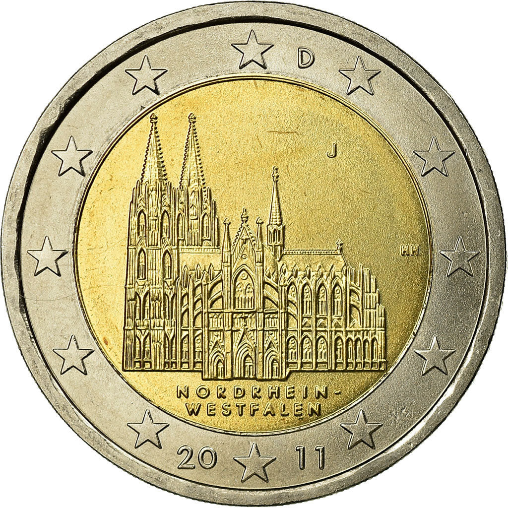 Niemcy - RFN, 2 Euro, 2011, Hambourg, AU(55-58), Bimetaliczny, KM:293