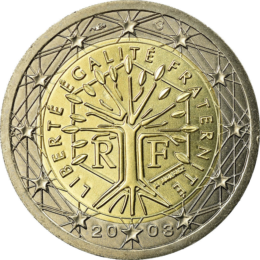 France, 2 Euro, 2003, MS(63), Bi-Metallic, KM:1289