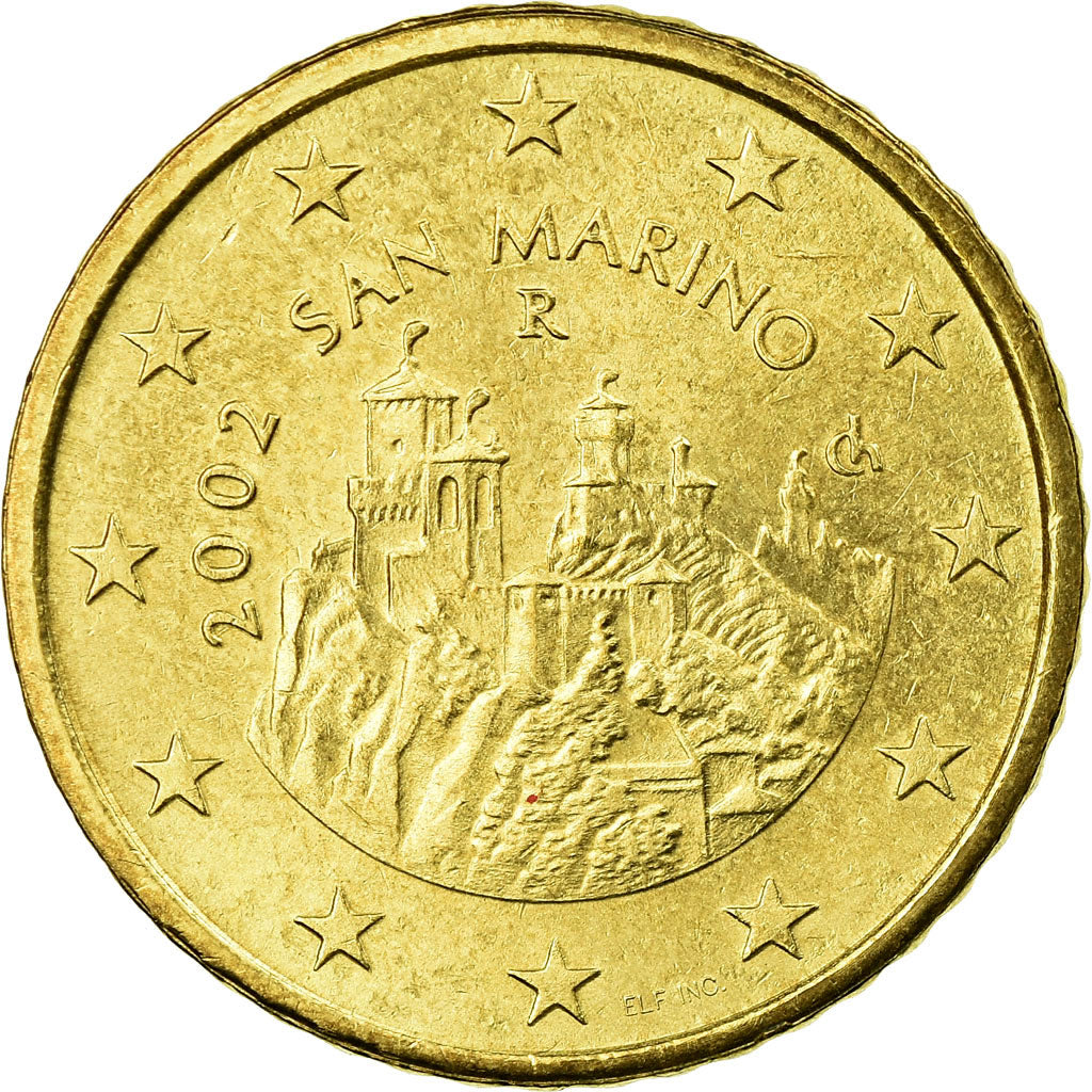 San Marino, 50 Euro Cent, 2002, AU(55-58), Brass, KM:445