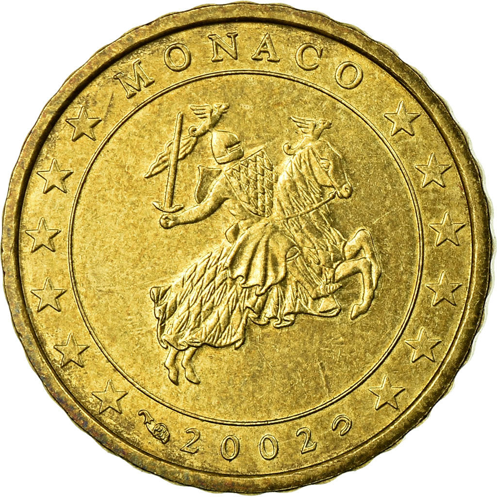 Monaco, 10 Euro Cent, 2002, AU(55-58), Brass, KM:170
