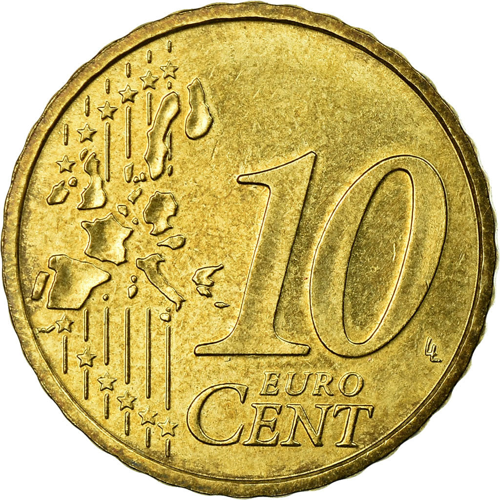 Monaco, 10 Euro Cent, 2002, AU(55-58), Brass, KM:170