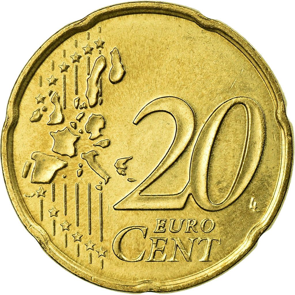 Monaco, 20 Euro Cent, 2002, AU(55-58), Brass, KM:171