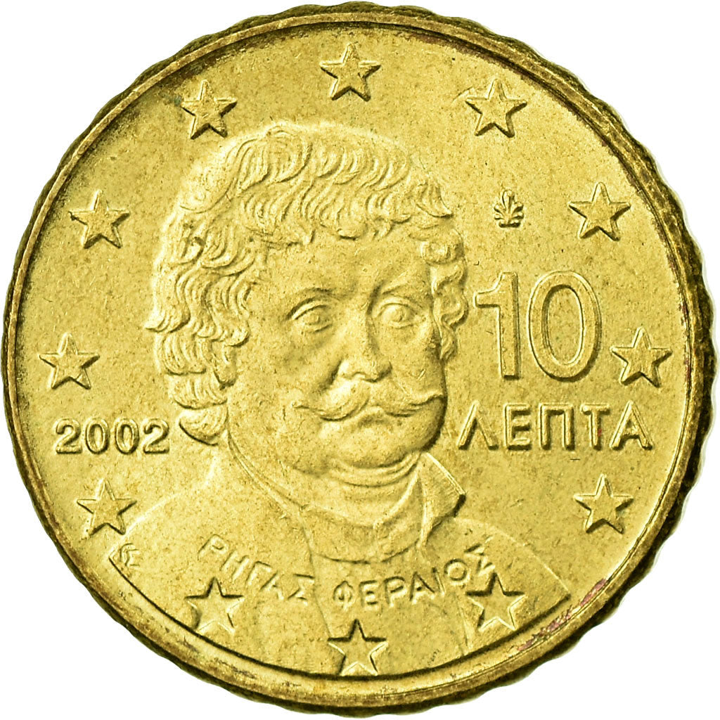 Griechenland, 10 Euro Cent, 2002, VZ, Messing, KM:184