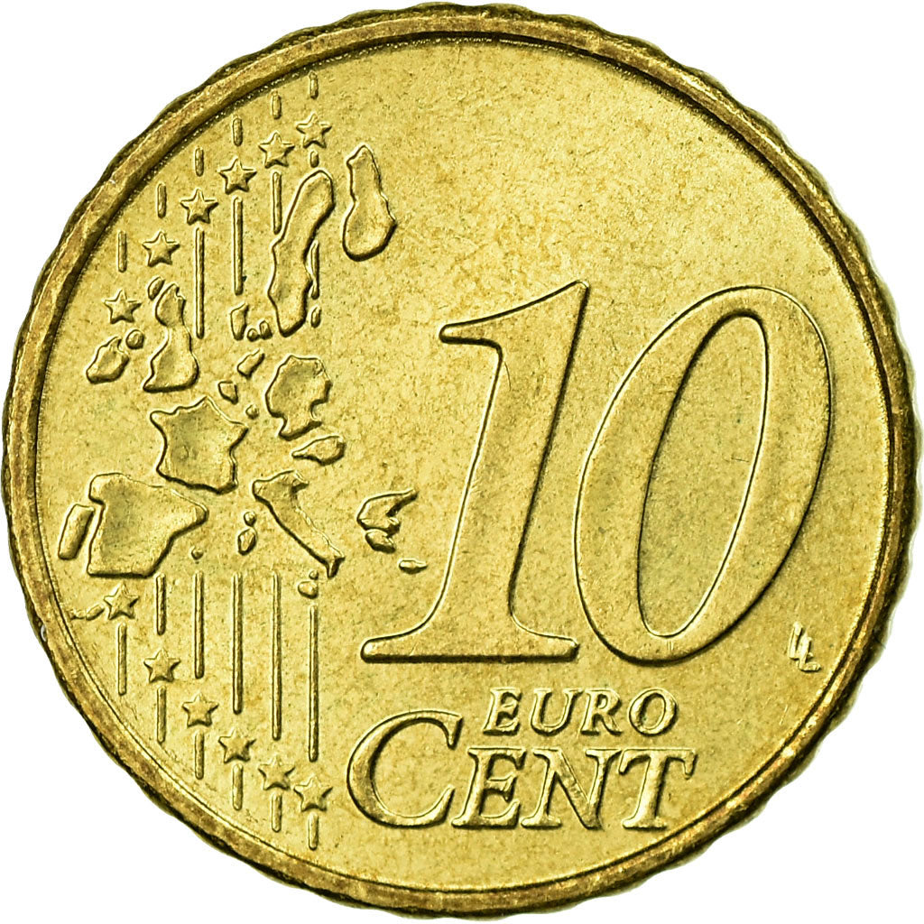 Griechenland, 10 Euro Cent, 2002, VZ, Messing, KM:184