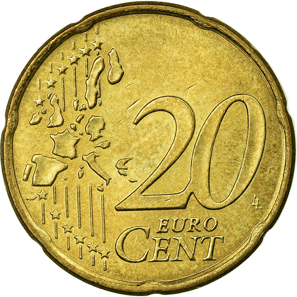 Griechenland, 20 Euro Cent, 2002, VZ, Messing, KM:185