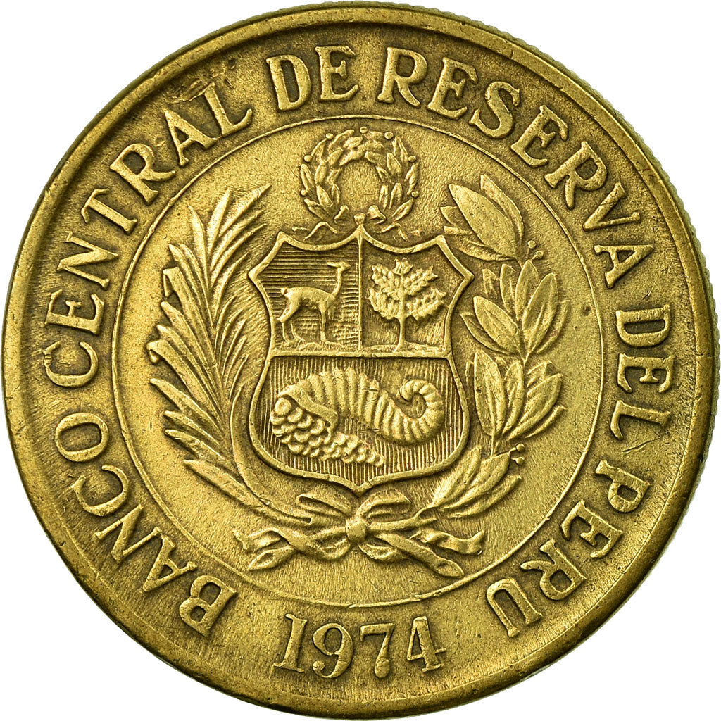 Coin, Peru, Sol, 1974, Lima, EF(40-45), Brass, KM:248