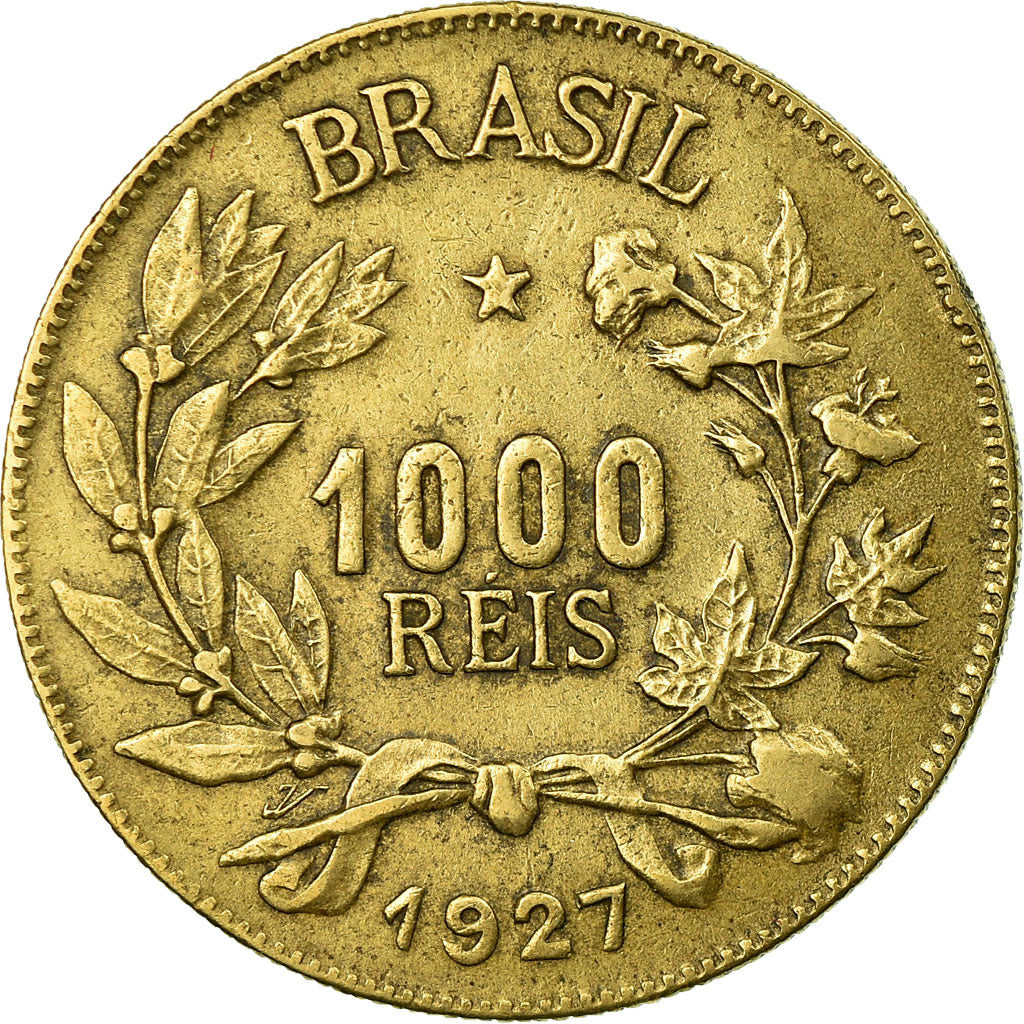 Munten, Brazilië, 1000 Reis, 1927, ZF, Aluminum-Bronze, KM:525