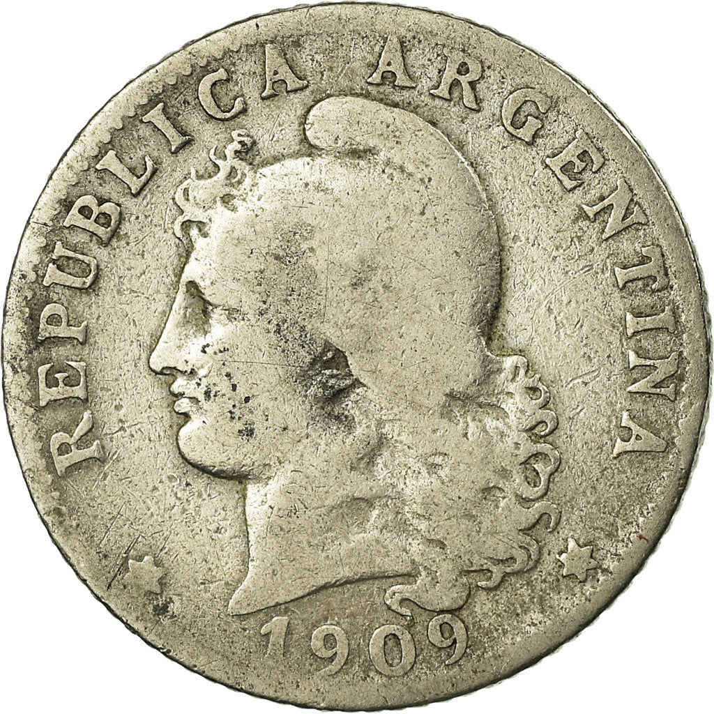 Coin, Argentina, 20 Centavos, 1909, VF(20-25), Copper-nickel, KM:36