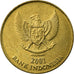 Moneta, Indonesia, 500 Rupiah, 2001, EF(40-45), Aluminium-Brąz, KM:59