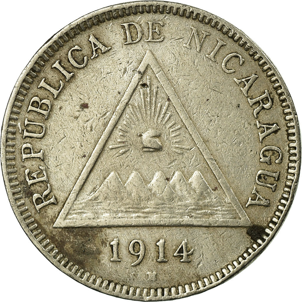 Coin, Nicaragua, 5 Centavos, 1914, Heaton, Birmingham, EF(40-45), Copper-nickel