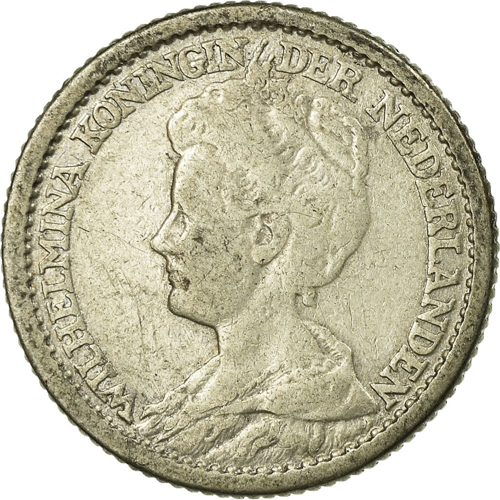 Coin, Netherlands, Wilhelmina I, 25 Cents, 1917, VF(30-35), Silver, KM:146