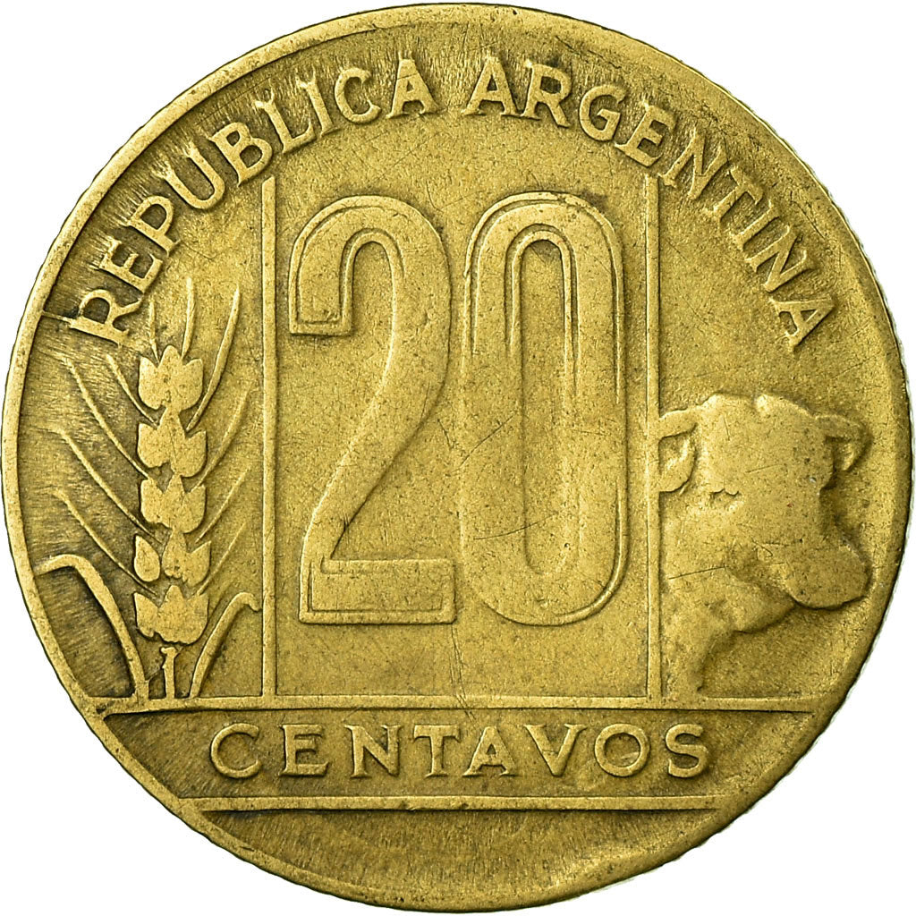 Moneda, Argentina, 20 Centavos, 1948, BC+, Aluminio - bronce, KM:42
