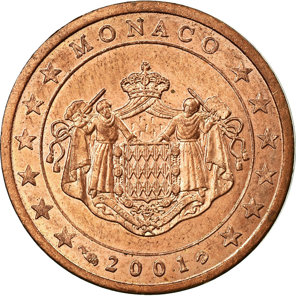 Monaco, 2 Euro Cent, 2001, SPL-, Acciaio placcato rame, KM:168