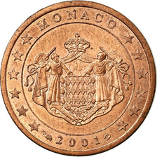 Monaco, 2 Euro Cent, 2001, SPL-, Acciaio placcato rame, KM:168