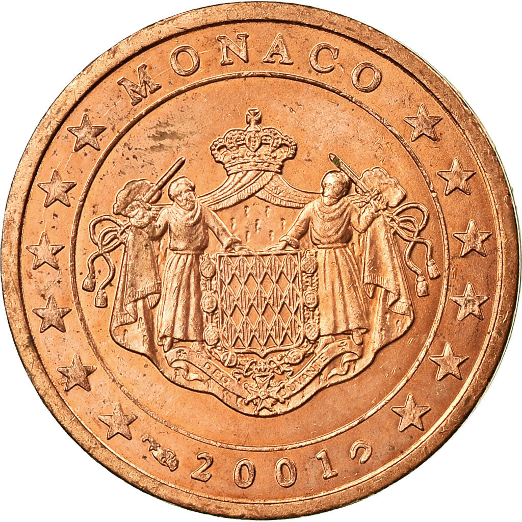 Monaco, 2 Euro Cent, 2001, SPL-, Acciaio placcato rame, KM:168