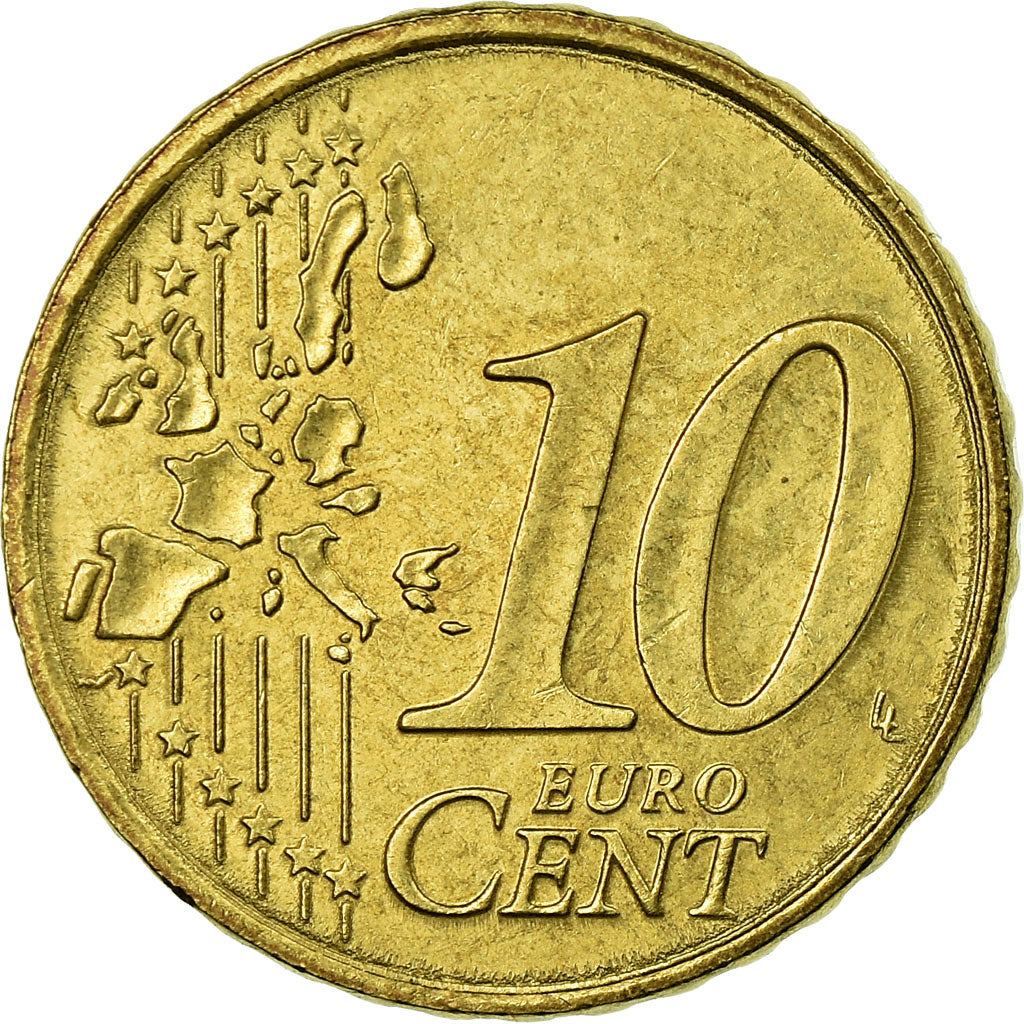 Monaco, 10 Euro Cent, 2001, AU(55-58), Brass, KM:170