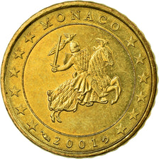 Monaco, 10 Euro Cent, 2001, AU(55-58), Brass, KM:170