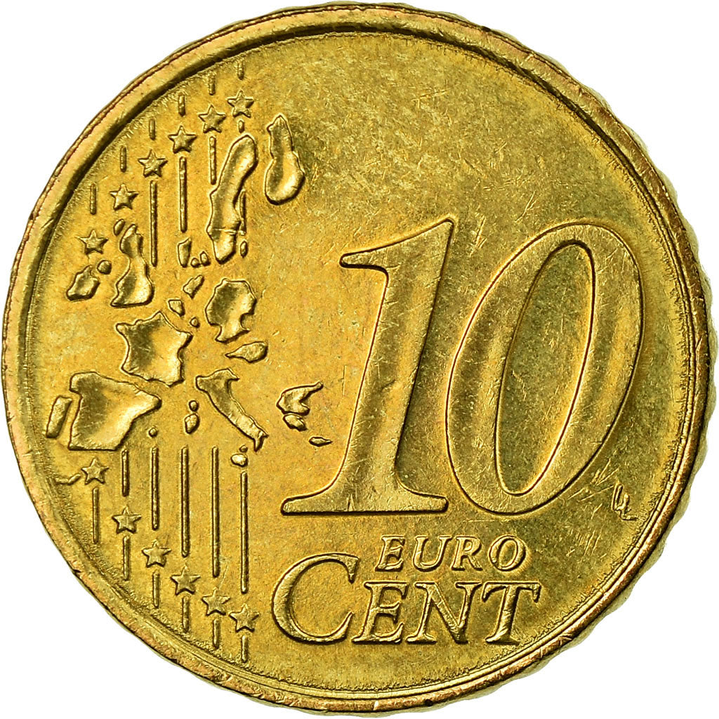 Monaco, 10 Euro Cent, 2001, AU(55-58), Brass, KM:170