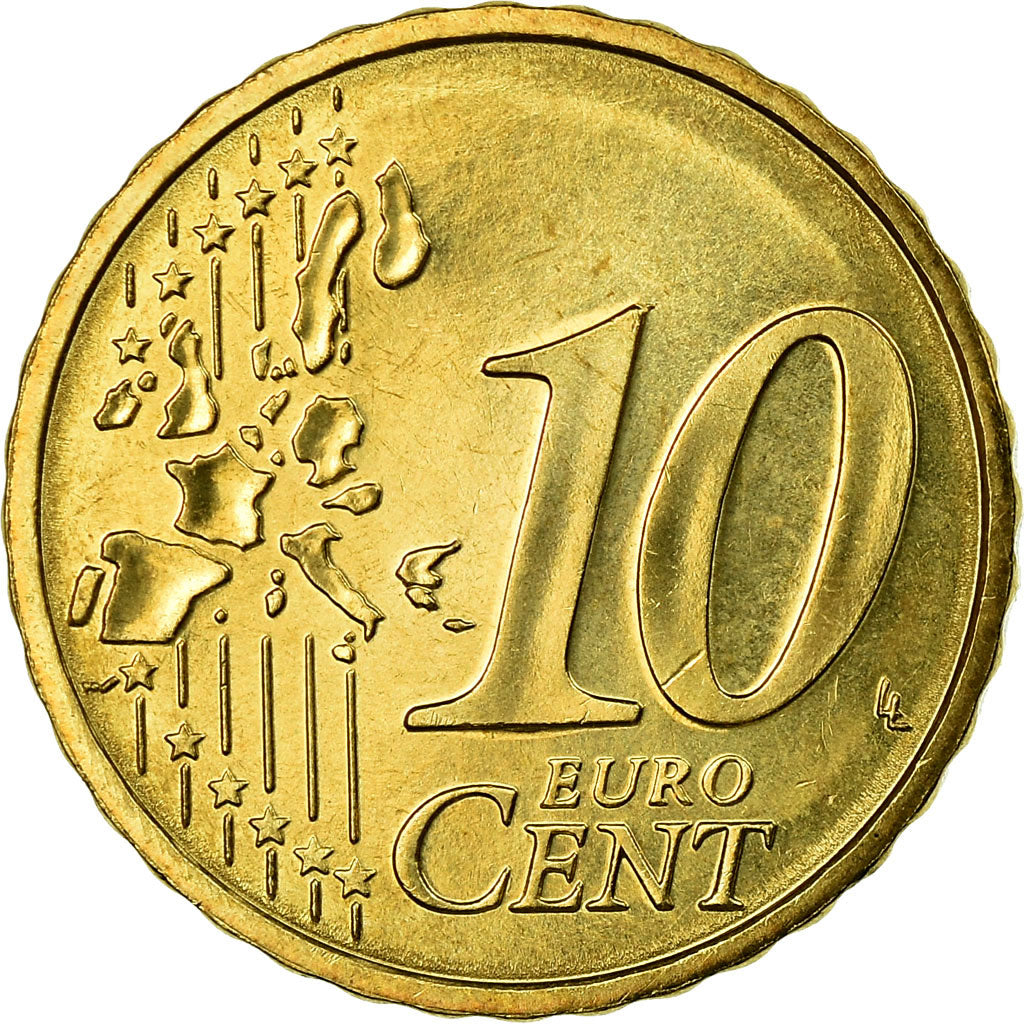 Monaco, 10 Euro Cent, 2002, AU(55-58), Brass, KM:170