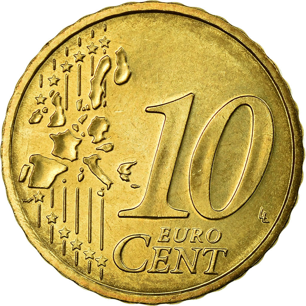 Monaco, 10 Euro Cent, 2002, AU(55-58), Brass, KM:170