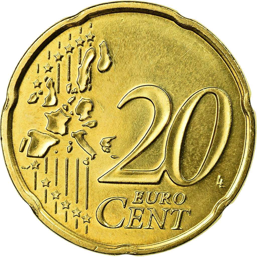 Monaco, 20 Euro Cent, 2002, AU(55-58), Brass, KM:171