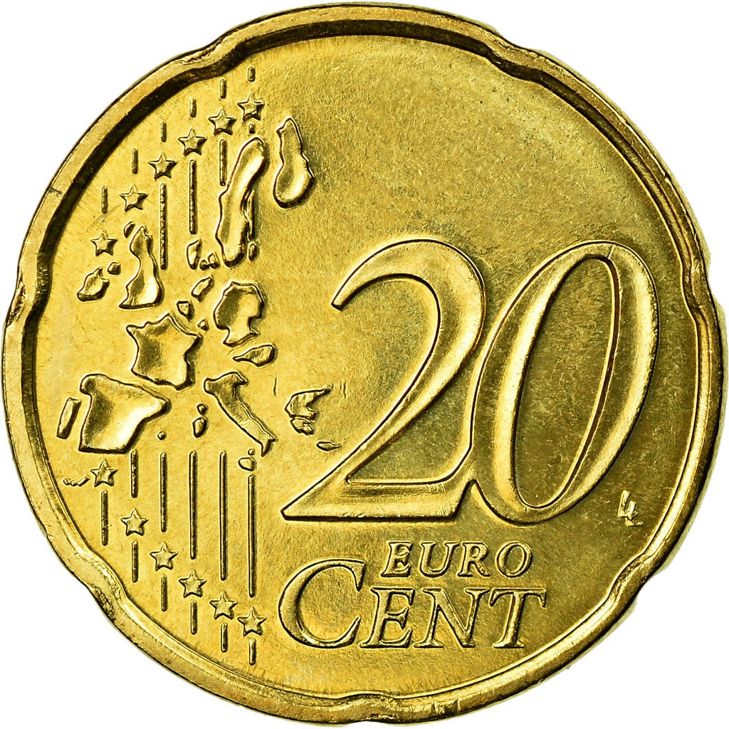 Monaco, 20 Euro Cent, 2002, AU(55-58), Brass, KM:171