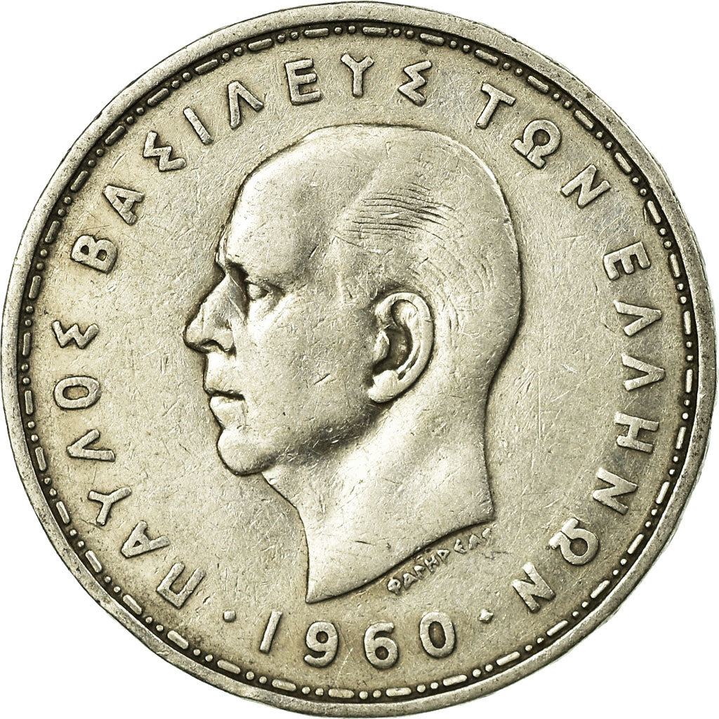 Coin, Greece, Paul I, 20 Drachmai, 1950, EF(40-45), Silver, KM:85