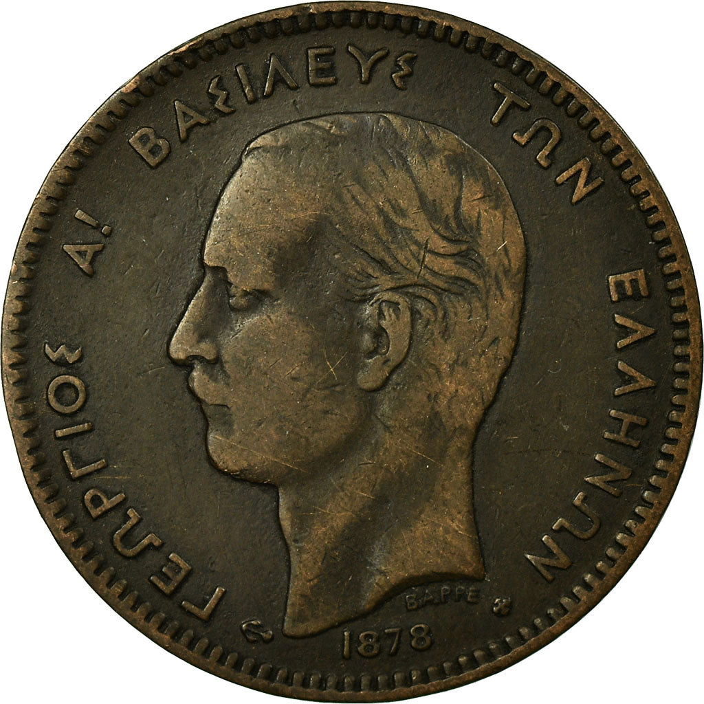 Coin, Greece, George I, 5 Lepta, 1878, VF(30-35), Copper, KM:54
