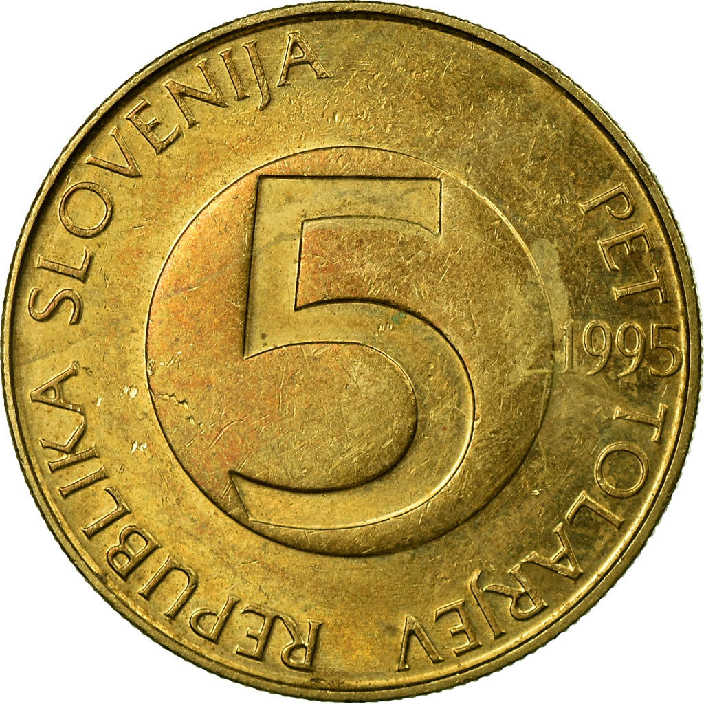 Moneta, Slovenia, 5 Tolarjev, 1995, BB, Nichel-ottone, KM:6