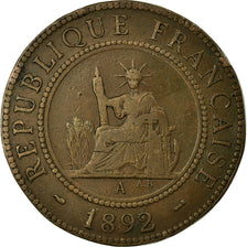 Coin, FRENCH INDO-CHINA, Cent, 1892, Paris, VF(30-35), Bronze, KM:1