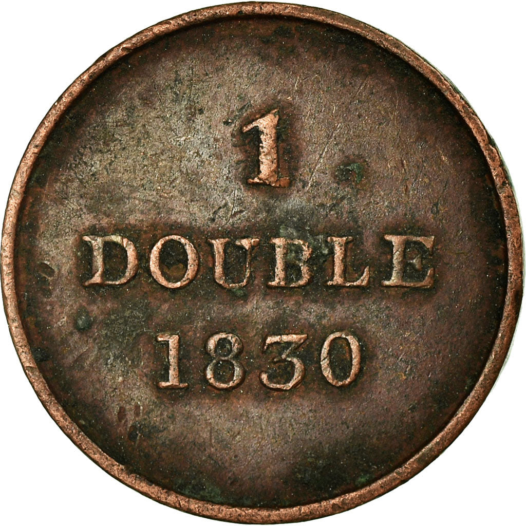 Coin, Guernsey, Double, 1830, Heaton, VF(30-35), Copper, KM:1
