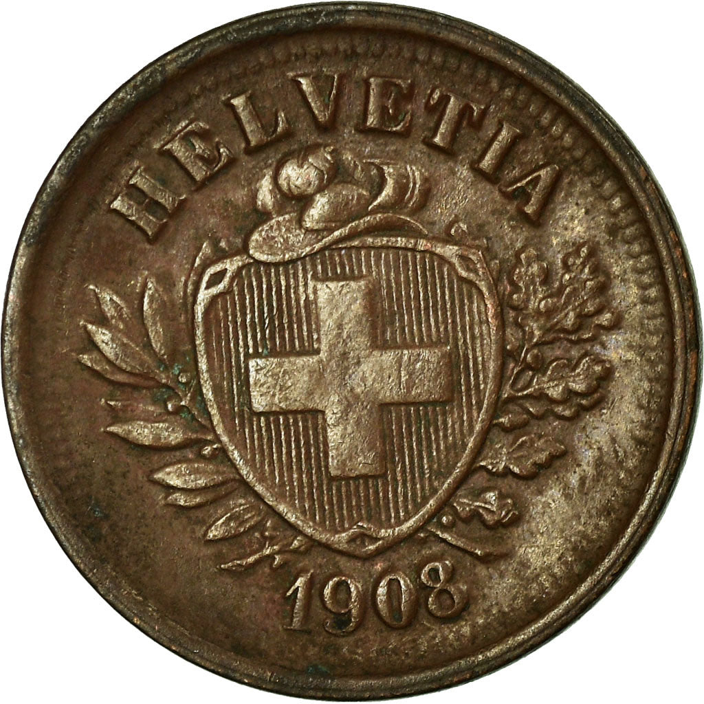 Coin, Switzerland, Rappen, 1908, Bern, EF(40-45), Bronze, KM:3.2