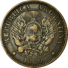 Moneta, Argentina, 2 Centavos, 1889, MB+, Bronzo, KM:33