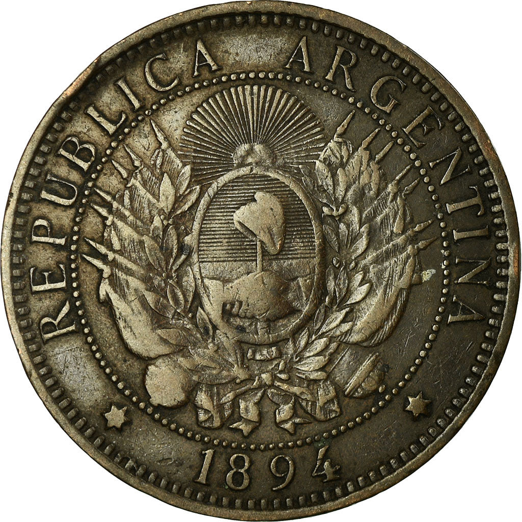 Coin, Argentina, 2 Centavos, 1894, VF(30-35), Bronze, KM:33