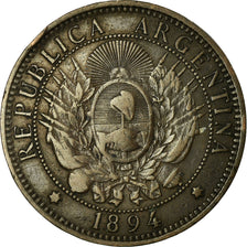 Coin, Argentina, 2 Centavos, 1894, VF(30-35), Bronze, KM:33