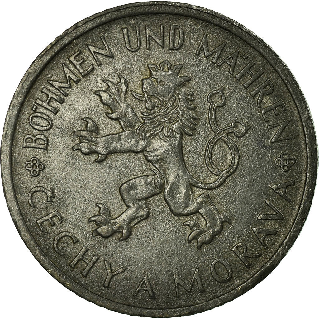 Coin, BOHEMIA & MORAVIA, Koruna, 1942, EF(40-45), Zinc, KM:4