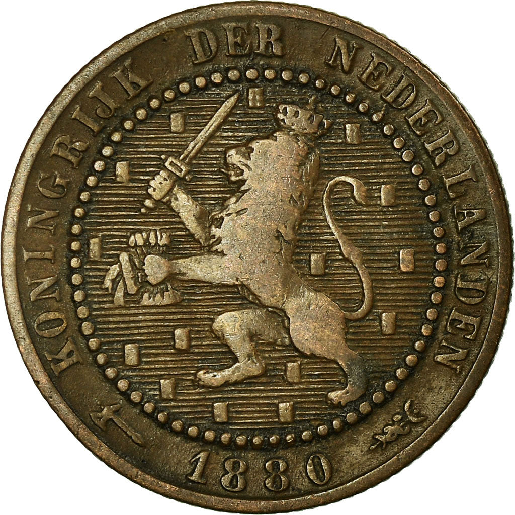 Moneta, Paesi Bassi, William III, Cent, 1880, MB+, Bronzo, KM:107.1