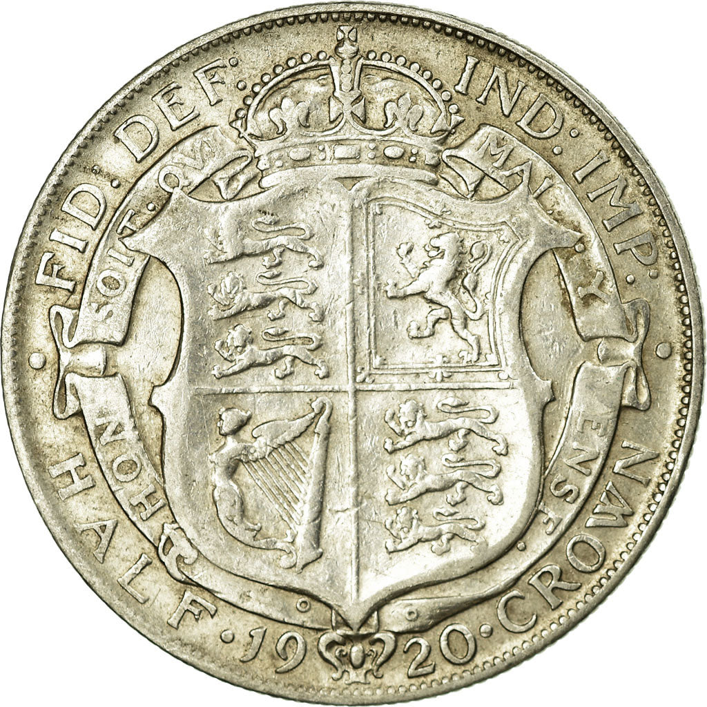 Coin, Great Britain, George V, 1/2 Crown, 1920, VF(30-35), Silver, KM:818.1a