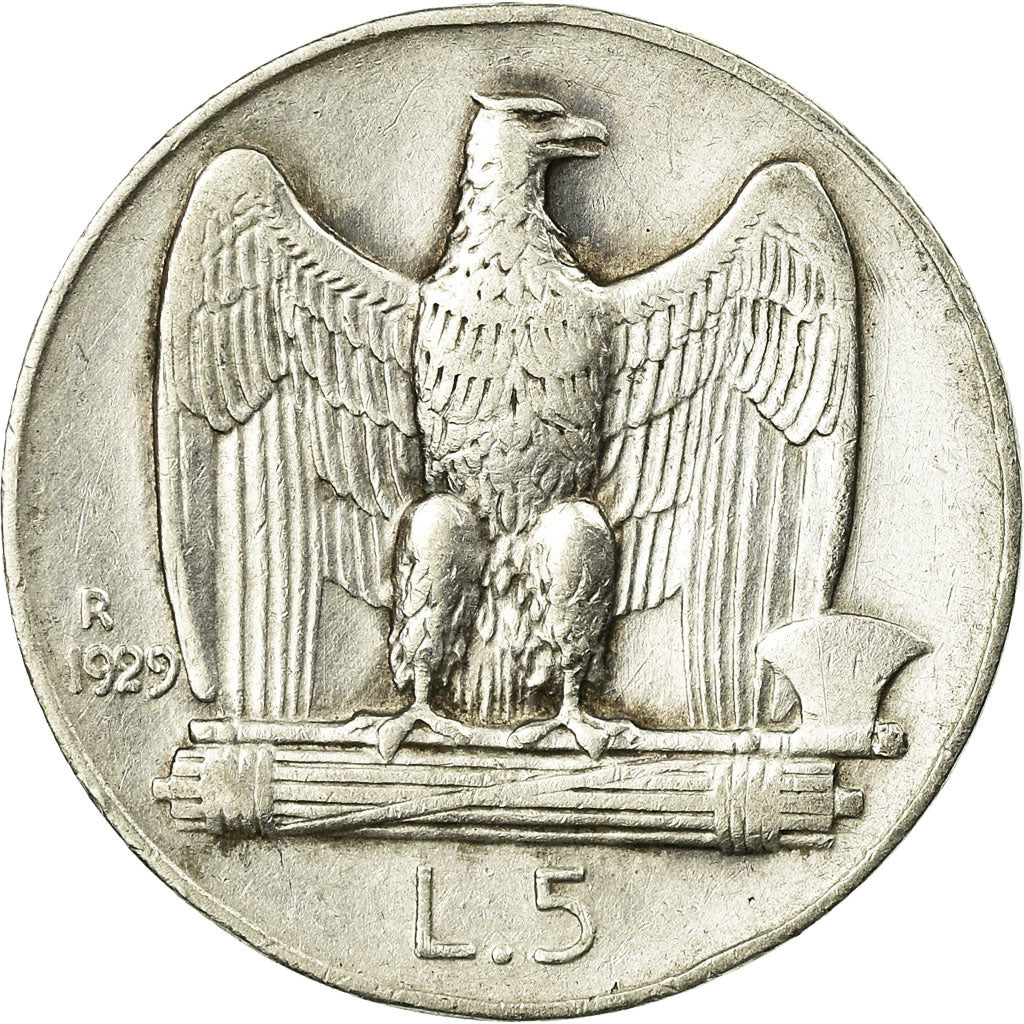 Münze, Italien, Vittorio Emanuele III, 5 Lire, 1929, Rome, S+, Silber, KM:67.1