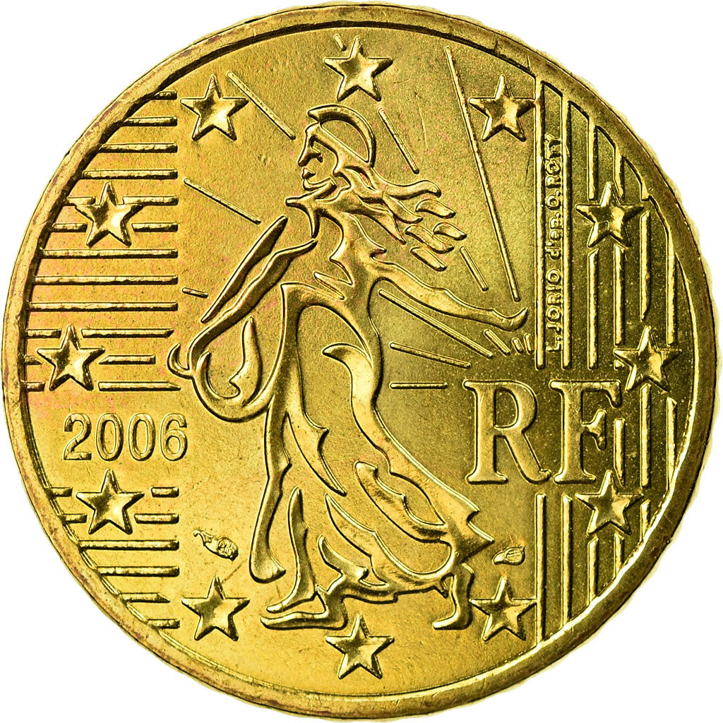 France, 50 Euro Cent, 2006, MS(63), Brass, KM:1287