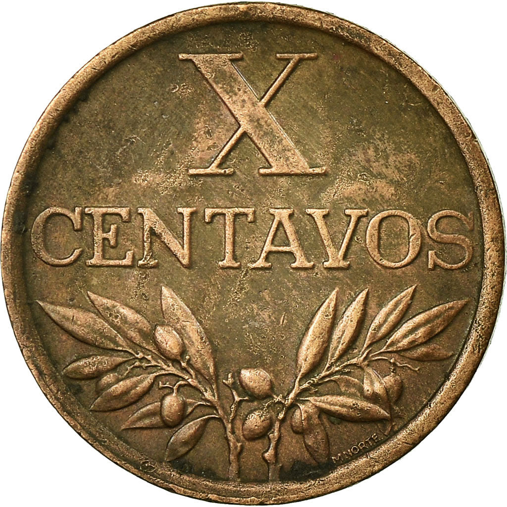 Coin, Portugal, 10 Centavos, 1965, VF(30-35), Bronze, KM:583