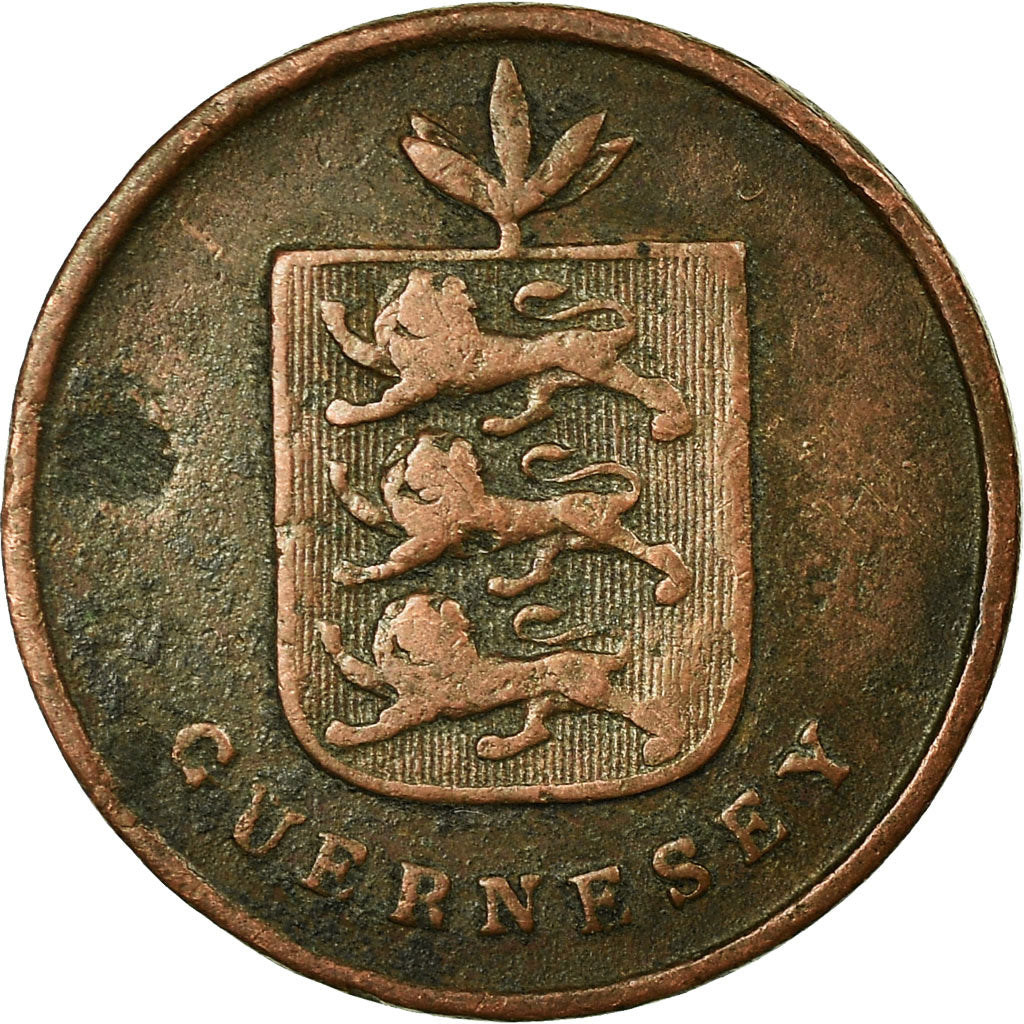 Moneta, Guernsey, Double, 1830, MB+, Rame, KM:1