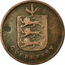 Moneta, Guernsey, Double, 1830, MB+, Rame, KM:1