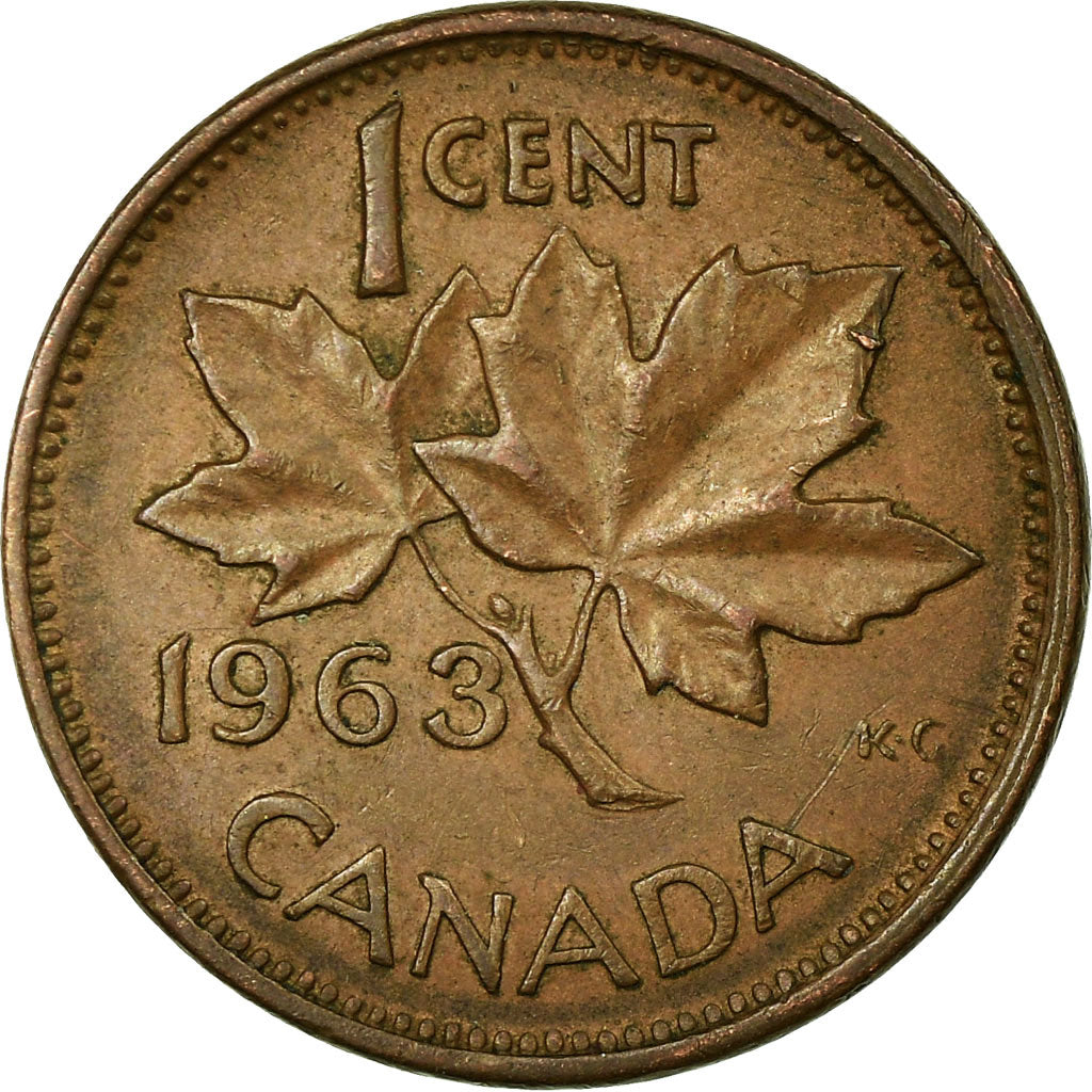 Moneda, Canadá, Elizabeth II, Cent, 1963, Royal Canadian Mint, Ottawa, MBC