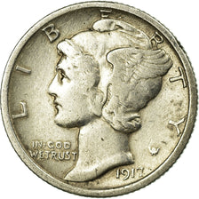 Coin, United States, Mercury Dime, Dime, 1917, U.S. Mint, Philadelphia