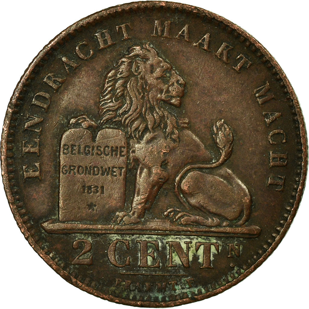 Moneta, Belgia, Albert I, 2 Centimes, 1912, VF(30-35), Miedź, KM:65