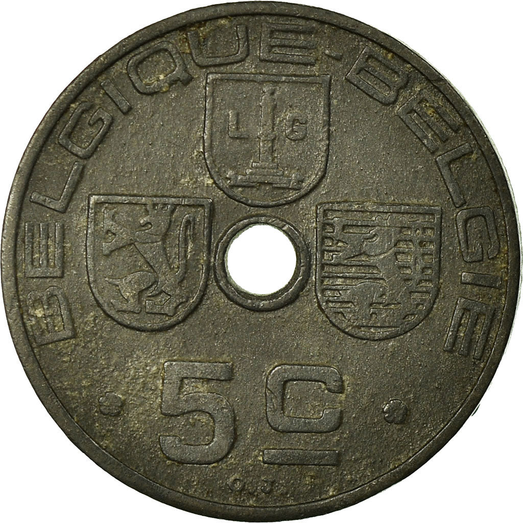 Moneta, Belgio, 5 Centimes, 1941, MB+, Zinco, KM:123