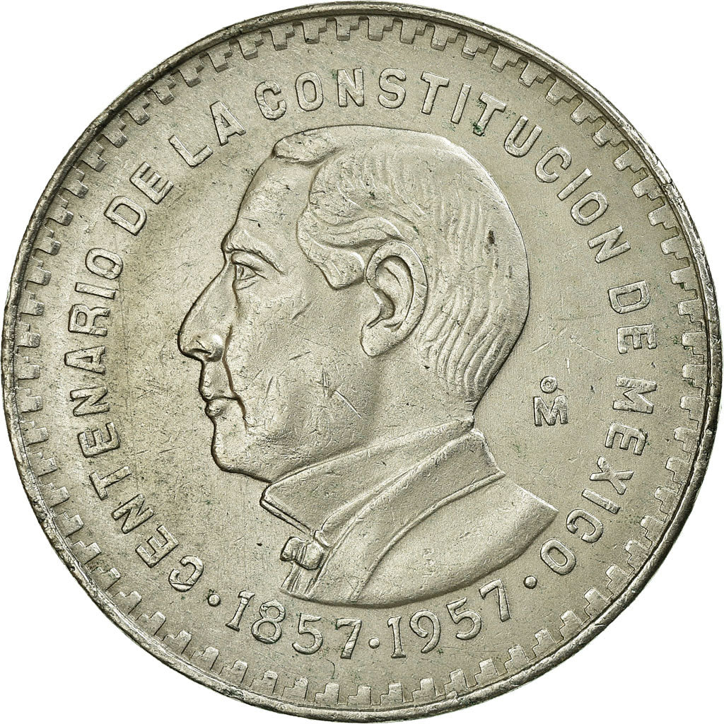 Coin, Mexico, Peso, 1957, Mexico City, EF(40-45), Silver, KM:458